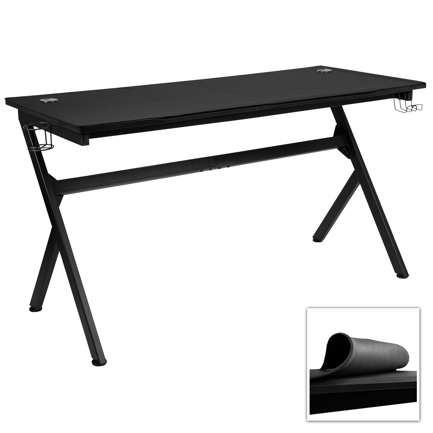 55" X 24" Extra Large Gaming Desk with Headphone Hook and Cup Holder - Free Mouse Pad