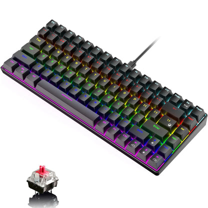 Wired Gaming Keyboard Rainbow Backlit Mechanical Keyboard Type-C 84 Keys Full Keys Anti-Ghosting for PC Gamers Work Office Blue Switch & Red Switch