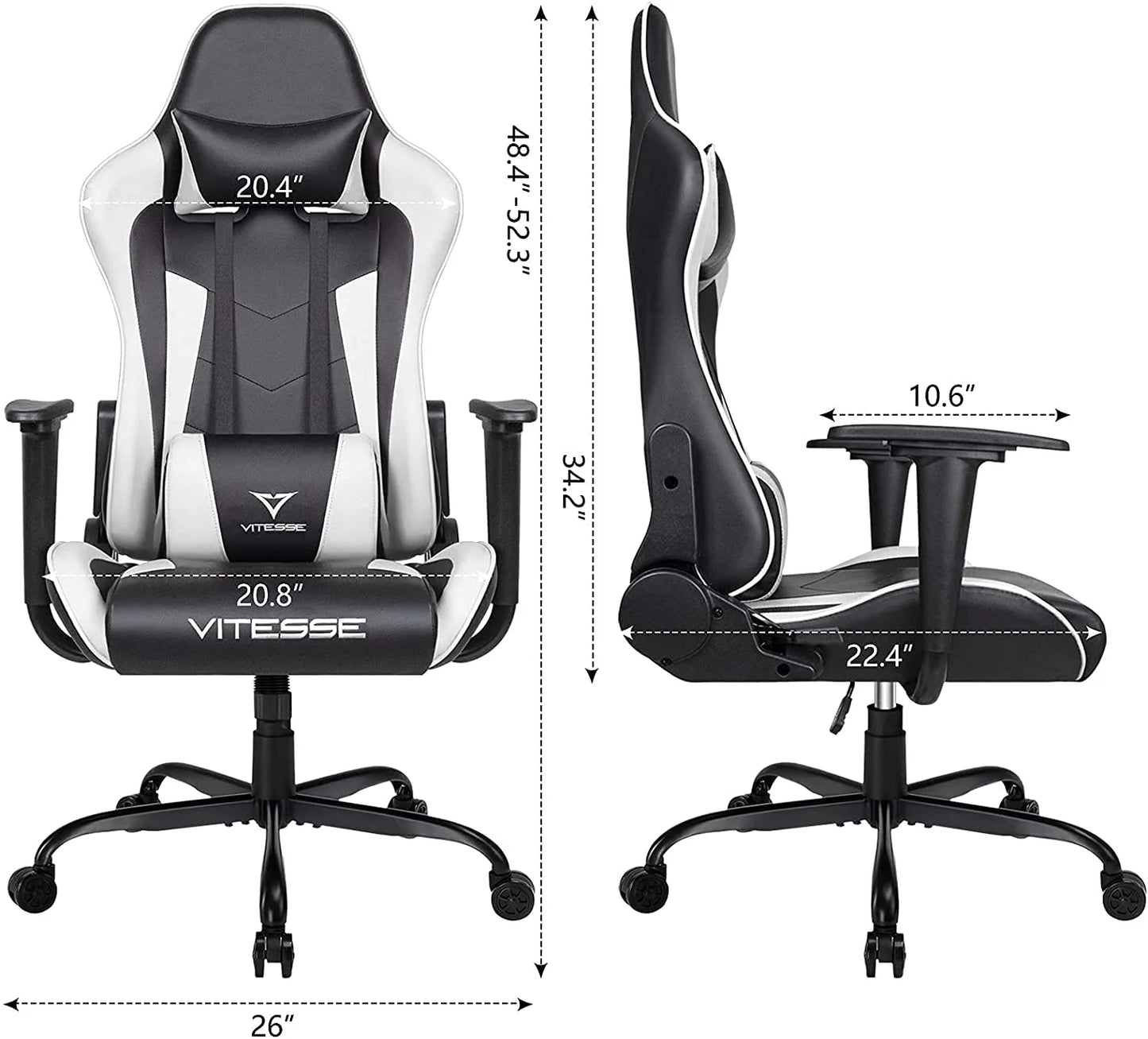 Gaming Chair, 2024 Racing Style Gamer Chair for Teens,Comfortable High Back Game Chair,Lumbar Support and Headrest Computer Desk Chair with Height Adjustable Swivel Office Chair