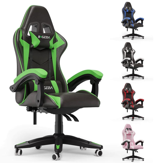 Gaming Chair, Computer with Lumbar Support Height Adjustable with 360-Swivel Seat and Headrest for Office or Gaming (Green)