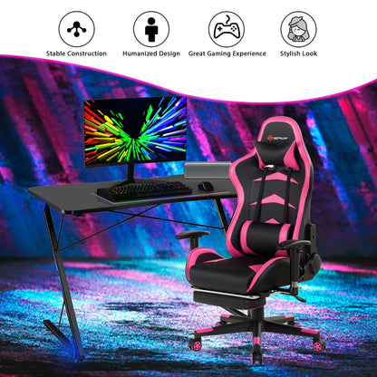 43.5 Inch Gaming Desk Z Shape Office PC Computer Desk Gamer Tables W/ LED Lights