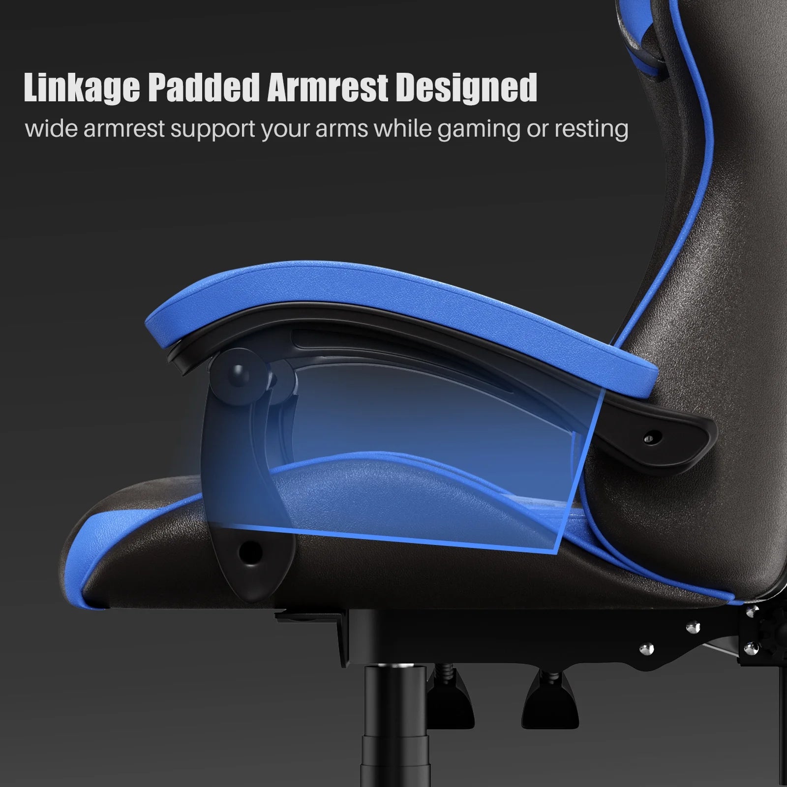 Gaming Chair, Computer with Lumbar Support Height Adjustable with 360-Swivel Seat and Headrest for Office or Gaming (Blue)