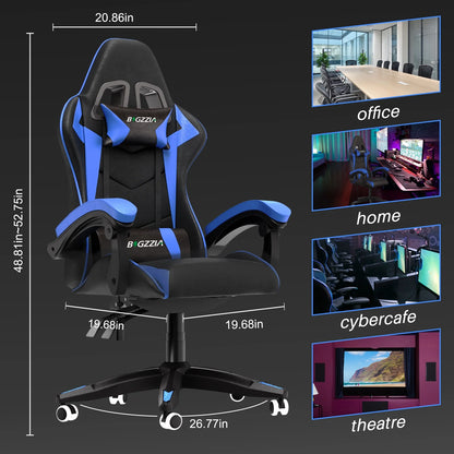 Gaming Chair, Computer with Lumbar Support Height Adjustable with 360-Swivel Seat and Headrest for Office or Gaming (Blue)