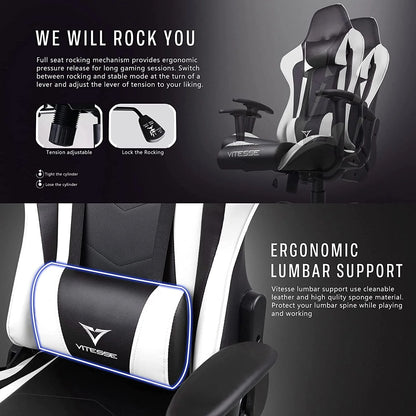 Gaming Chair, 2024 Racing Style Gamer Chair for Teens,Comfortable High Back Game Chair,Lumbar Support and Headrest Computer Desk Chair with Height Adjustable Swivel Office Chair