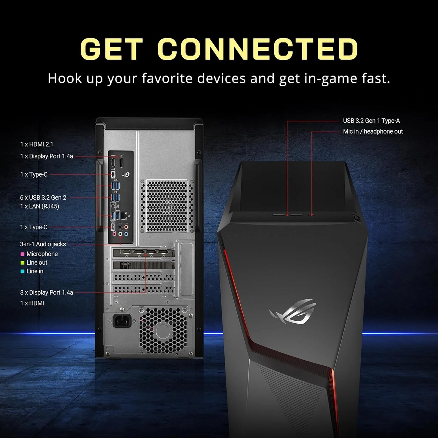 ROG Gaming Desktop Computer, Intel Core I5-11400F, 16 GB, 512 TB HD, 512 TB SSD