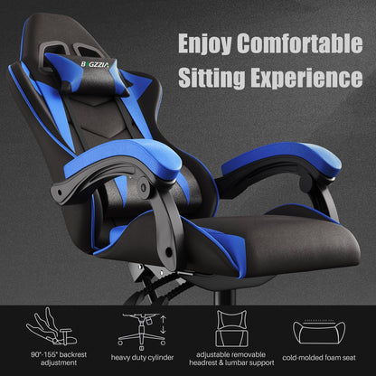 Gaming Chair, Computer with Lumbar Support Height Adjustable with 360-Swivel Seat and Headrest for Office or Gaming (Blue)