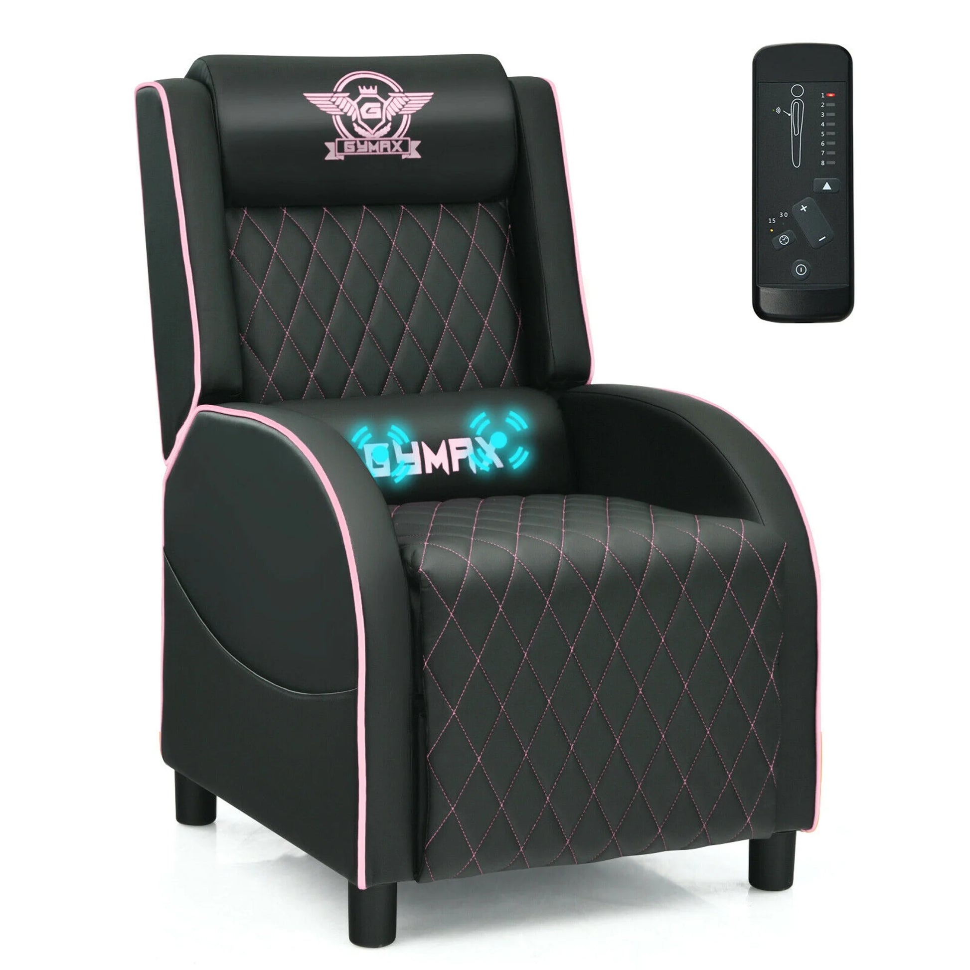 Massage Gaming Recliner Chair Leather Single Sofa Home Theater Seat Pink