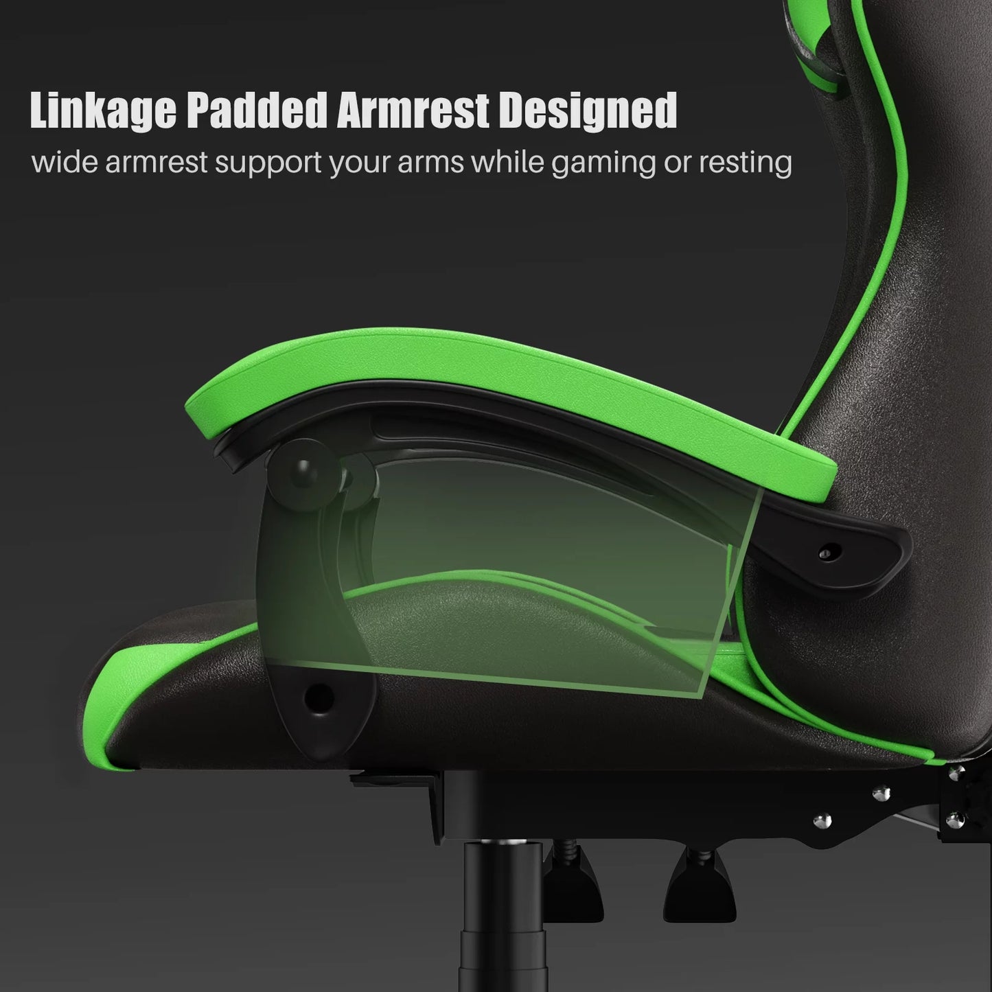 Gaming Chair, Computer with Lumbar Support Height Adjustable with 360-Swivel Seat and Headrest for Office or Gaming (Green)