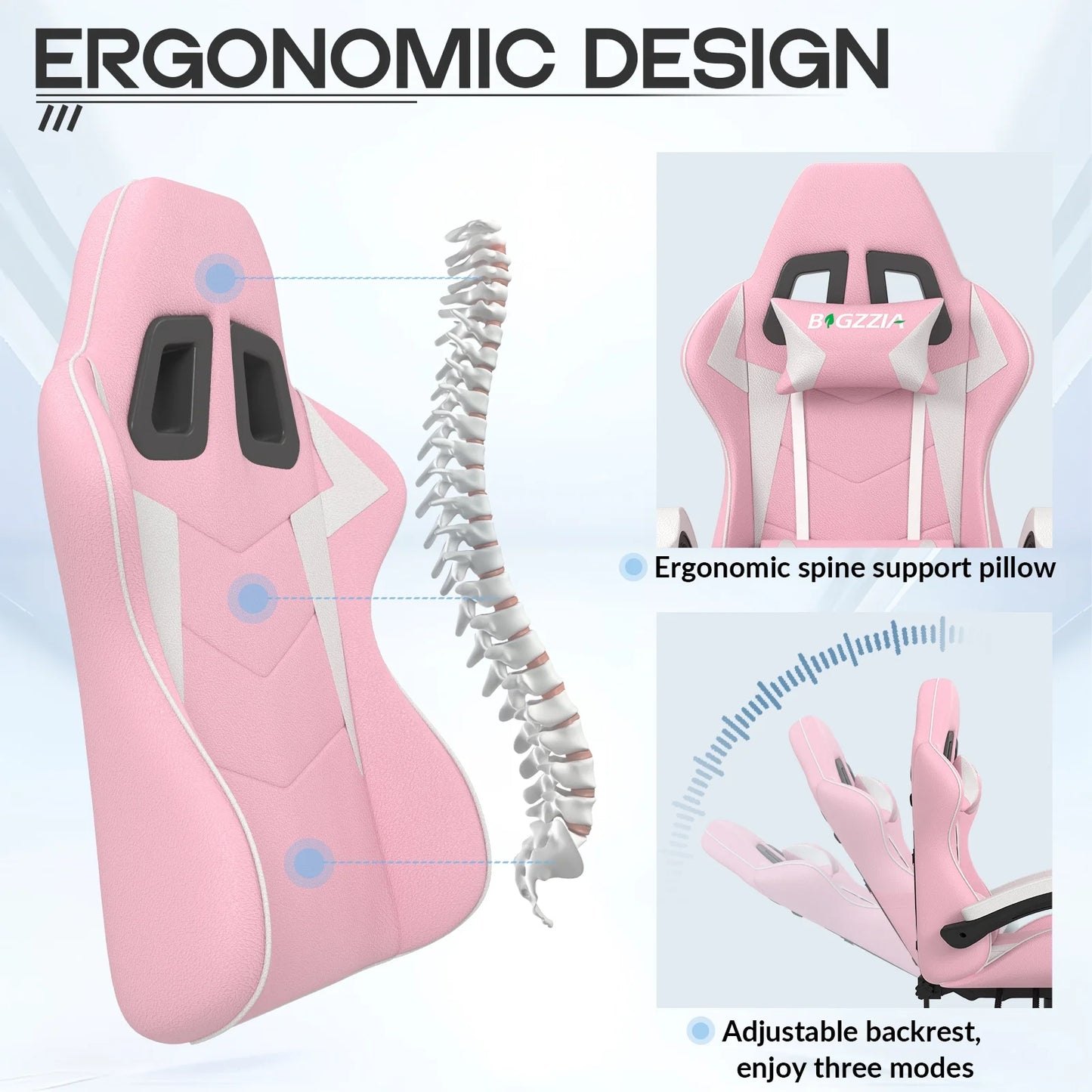 High-Back Gaming Chair Computer Racing Chair with Headrest and Lumbar Support for Back Pain, Pink