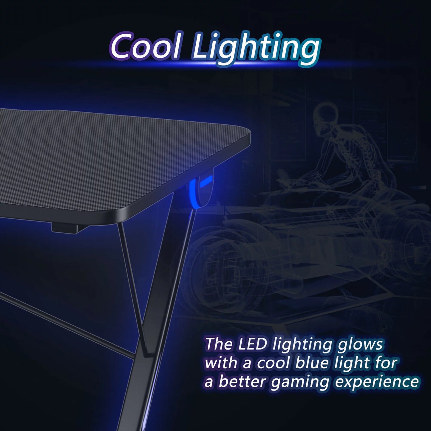 43.5 Inch Gaming Desk Z Shape Office PC Computer Desk Gamer Tables W/ LED Lights