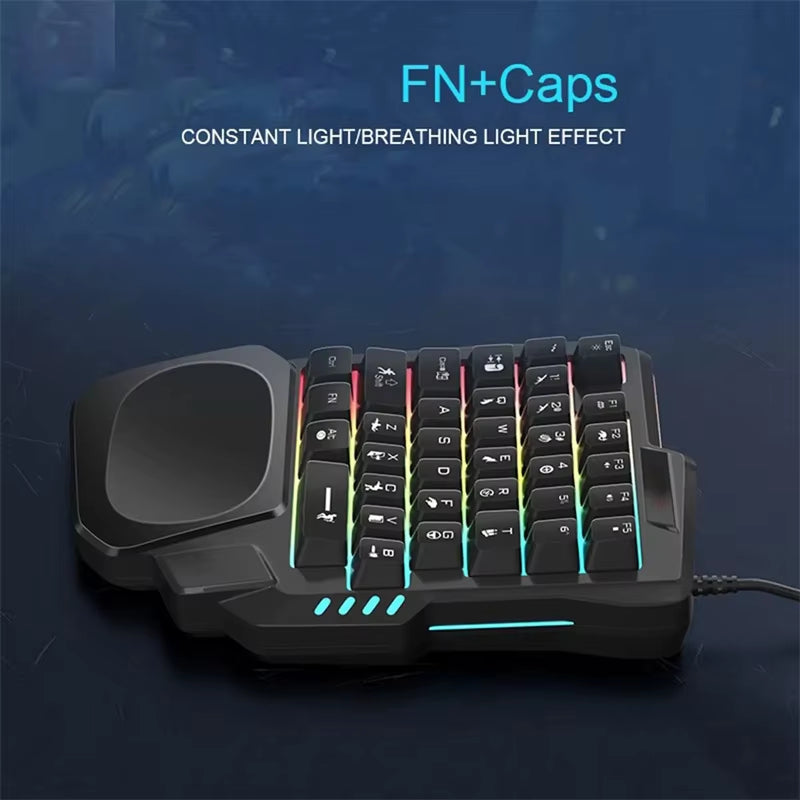 Ergonomics Gaming Keyboard Single Hand Usb Wired 35Key One Handedly RGB Backlight Mini Keyboard for Gamer Laptop Desktop PC